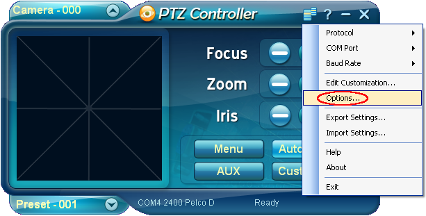 PTZ Controller Options