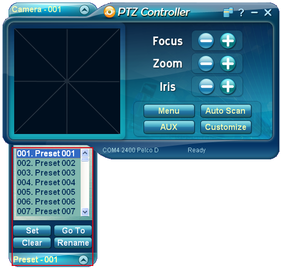 PTZ Controller Preset