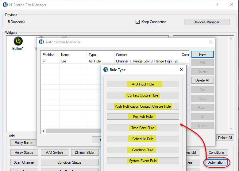 N-Button Pro Automation Rules 